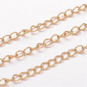 BeadsBalzar Beads & Crafts (CH5692X) 304 Stainless Steel Curb Chains, Twisted Chains, Golden 4mm (1 MET OR 10 MET)