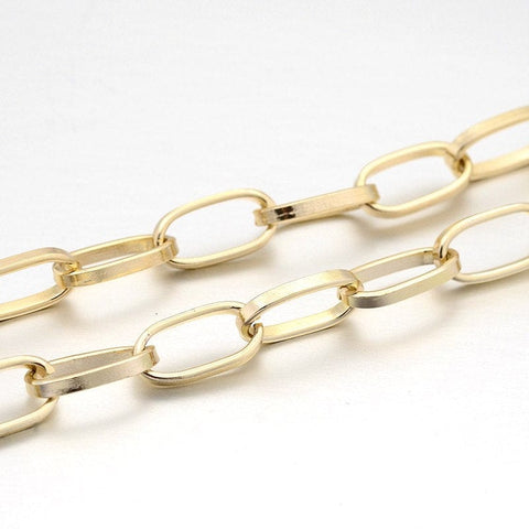 BeadsBalzar Beads & Crafts (CH6069) Aluminium Cable Chains Light Gold 8x15.5mm  (2M)