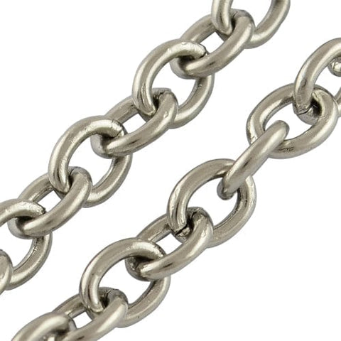BeadsBalzar Beads & Crafts (CH862) 304 Stainless Steel Cable Chains, Rolo Chains, 304 Stainless Steel 5MM