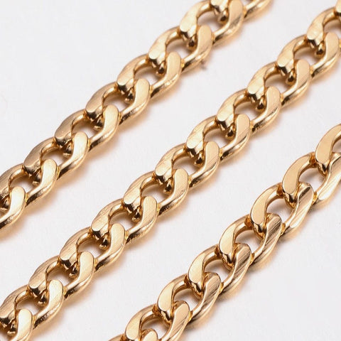 BeadsBalzar Beads & Crafts (CH880) Aluminium Twisted Chains Curb Chains, Gold 9MM (2 METS)