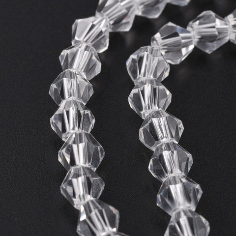 BeadsBalzar Beads & Crafts CLEAR (BE3016-07) (BE3016-X) Bicone Beads, 6mm Faceted Bicone (1 STR)