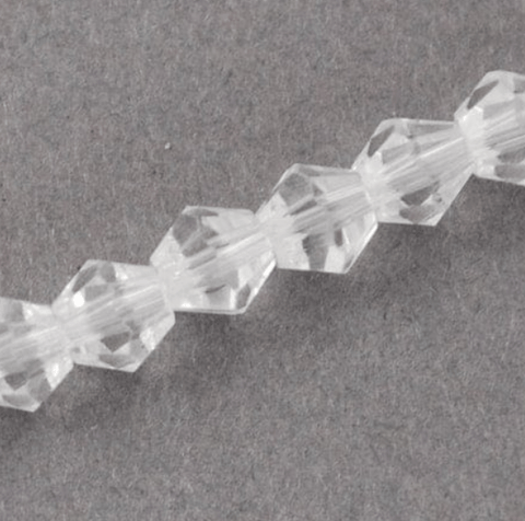 BeadsBalzar Beads & Crafts CLEAR (BE5545F) (BE5545-X) Imitation Bicone Beads, Faceted Bicone  2x3mm (1 STR)