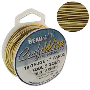 BeadsBalzar Beads & Crafts (CW18R-FG-7) CRAFT WIRE 18GA ROUND 7 YARD SPOOL FOOLS GOLD