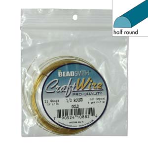 BeadsBalzar Beads & Crafts (CW21HR-GL-4) COPPER CRAFT WIRE 21GA HALF ROUND 4YD SPL GOLD