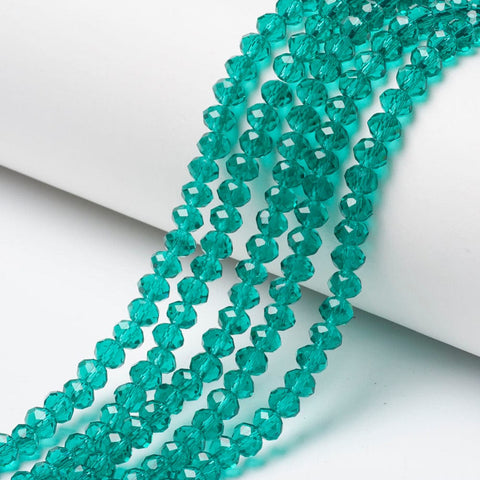 BeadsBalzar Beads & Crafts DARK CYAN (BE8724-D18) (BE8724-X) Glass Beads Strands, Faceted, Rondelle, 8x6mm (1 STR)