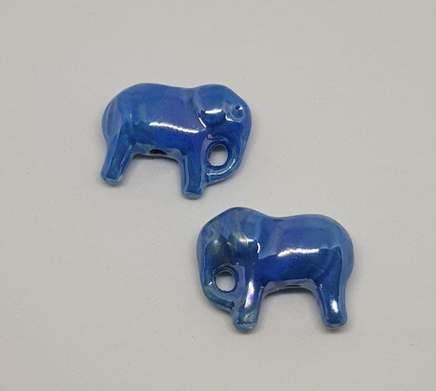 BeadsBalzar Beads & Crafts Dark Turquoise (GE4218A) (GE4218X) Enamel Ceramic elephant (+ colors) (2 pieces)