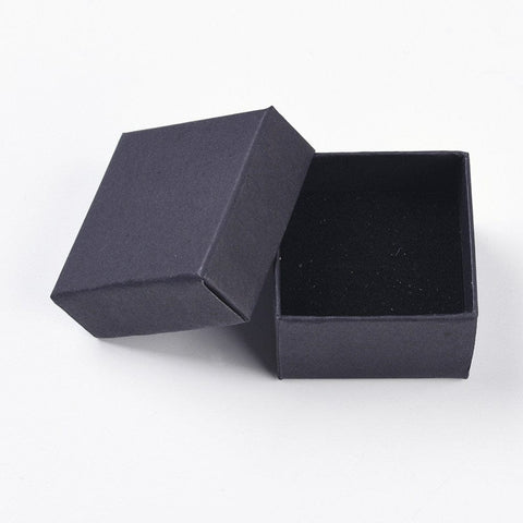 BeadsBalzar Beads & Crafts (EB7554-01) Kraft Paper Cardboard Jewelry Ring Boxes, Square, Black 5.1x5.1cm (2 PCS)
