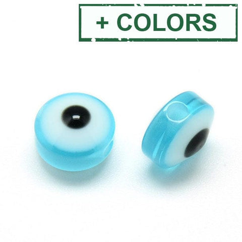 BeadsBalzar Beads & Crafts (EE4444X) Resin Beads, Flat Round, Evil Eye,10~11mm (50 PCS)