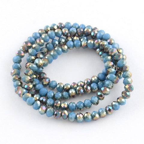 BeadsBalzar Beads & Crafts Electroplate Glass Faceted Abacus Bead Strands, Half Rainbow Plated, LightSkyBlue 6MM (BE5102)