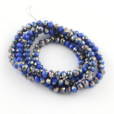 BeadsBalzar Beads & Crafts Electroplate Glass Faceted Abacus Bead Strands, Half Rainbow Plated, RoyalBlue 6MM (BE5099)