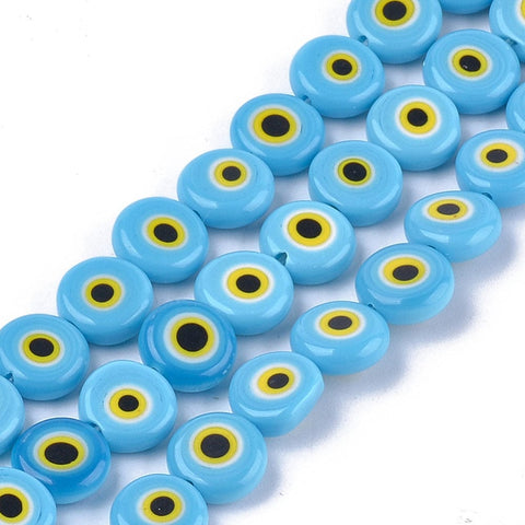 BeadsBalzar Beads & Crafts (EY7524-09) Handmade Evil Eye Lampwork Beads 9.5~10.5mm (10 PCS)