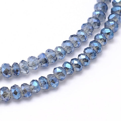 BeadsBalzar Beads & Crafts Faceted Abacus Full Rainbow Plated Electroplate Glass Beads Strands, MarineBlue (BE4600)
