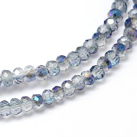 BeadsBalzar Beads & Crafts Faceted Abacus Half Rainbow Plated Electroplate Glass Beads Strands, AliceBlue (BE4659)
