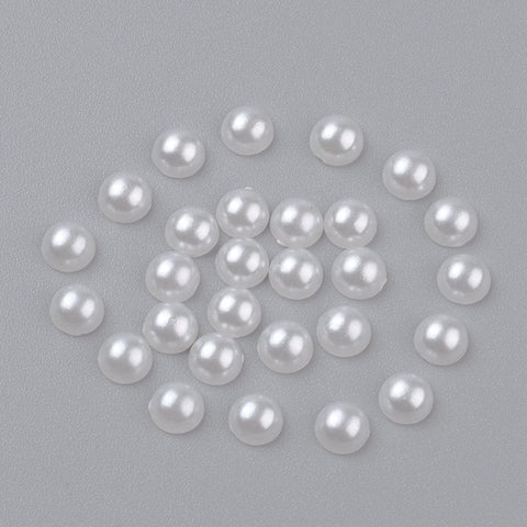 BeadsBalzar Beads & Crafts (FB2923) Half Round Domed Imitated Pearl Acrylic Cabochons, Creamy White Size:  5mm (20 GMS)