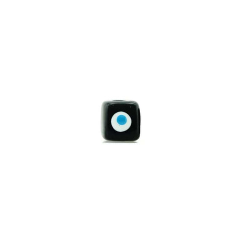 BeadsBalzar Beads & Crafts (GC7351D)  BLACK/WHITE/BLUE (GC7351X) Ceramic Slider Cube Eye w/ Enamel 10mm HOLE 2.7mm (2 PCS)