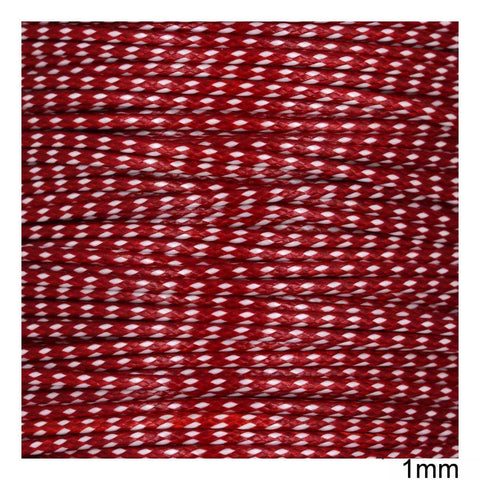 BeadsBalzar Beads & Crafts (GCT8069-X) Polyester Cord Two-tone 1mm RED/WHITE (10 MTRS OR ROLL)