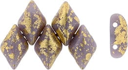 BeadsBalzar Beads & Crafts (GDU-S22C23020) GEMDUO 8 x 5mm Gold Splash - Opaque Amethyst