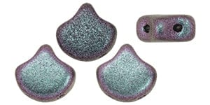 BeadsBalzar Beads & Crafts (GINK-94102JT) Matubo Ginkgo Leaf Bead 7.5 x 7.5mm POLYCHROME - ORCHID AQUA (10 GMS)