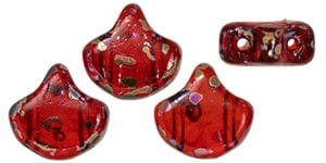 BeadsBalzar Beads & Crafts (GINK-R890080) Matubo Ginkgo Leaf Bead 7.5 x 7.5mm Siam Ruby - Rembrandt (10 GMS)