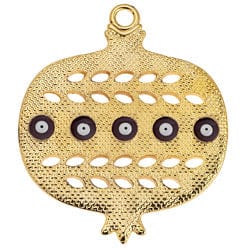 BeadsBalzar Beads & Crafts GOLD.PL.BLACK (GQP7923B) (GQP7923A) Pomegranate with pattern and eyes pendant 51x60mm (1 PC)