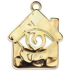 BeadsBalzar Beads & Crafts GOLD .PL. (GQH7922A) (GQH7453A) House hammered with eye 35mm pendant (1 PC)