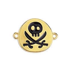 BeadsBalzar Beads & Crafts (GQ6192A) Pirate flag motif with 2 rings 24 GOLD PLATED 21X17MM