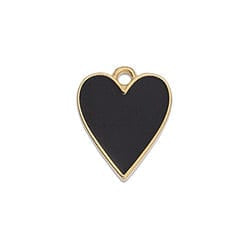 BeadsBalzar Beads & Crafts (GQ6521C) GOLD / BLACK (GQ6521X) Heart floral pendant 16mm (2 PCS)