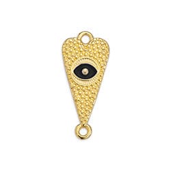 BeadsBalzar Beads & Crafts (GQH7216A) GOLD/BLACK (GQH7216X) Heart motif with eye and grains with 2 rings 23x10mm (2 PCS)