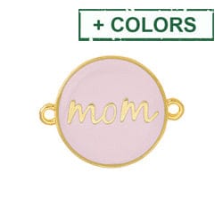 BeadsBalzar Beads & Crafts (GQM8248-X) Round motif ''mom'' with 2 rings 23x18mm (1 PC)