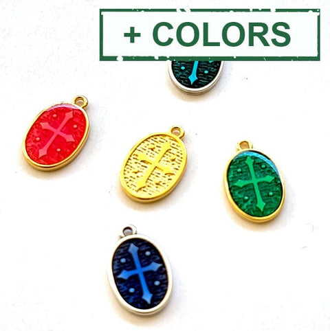 BeadsBalzar Beads & Crafts (GQR7440X) Oval with cross pendant (2 PCS)