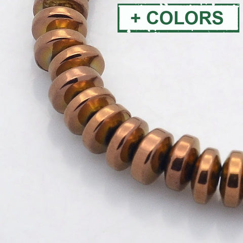 BeadsBalzar Beads & Crafts (HB5886A) Synthetic Hematite Rondelle  6x3mm (1 STR)