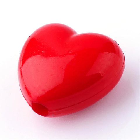 BeadsBalzar Beads & Crafts (HE6151) Opaque Acrylic Beads, Heart, Red Size: about 12mm long, 14.5mm wide (30 PCS)