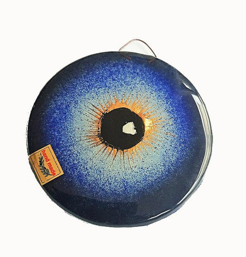 BeadsBalzar Beads & Crafts (HG-RY4)   BLUE (HG-RYX) Hand Made Glass Evil Eye about 10cm diameter (1PC)