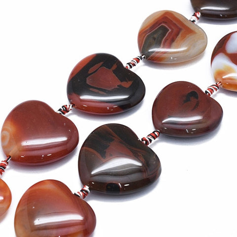 BeadsBalzar Beads & Crafts (HG6553A) Natural Agate Beads Strands, Dyed & Heated, Heart, Brown about 37~38mm wide (2 PCS)