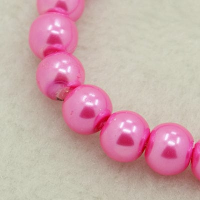 BeadsBalzar Beads & Crafts HOT PINK (BE7814-B54) (BE7814-X) Glass Pearl Beads Strands, Pearlized, Round, 3mm