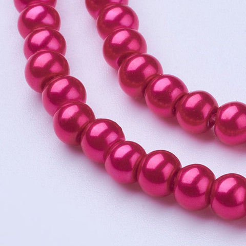 BeadsBalzar Beads & Crafts HOT PINK (BP1374-B57) (BP1374-X) Glass Pearls 4mm (1 STR)