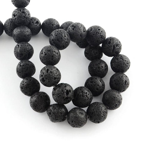 BeadsBalzar Beads & Crafts (LB4297) Natural Lava Beads black 8mm