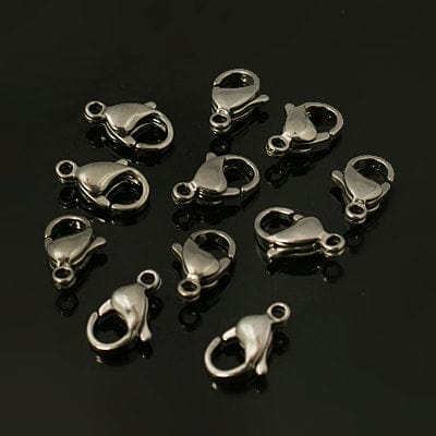 BeadsBalzar Beads & Crafts (LB4630) 304 Stainless Steel Lobster Claw Clasps, Stainless Steel 9MM (12 PCS)