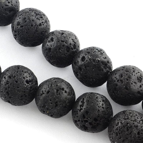 BeadsBalzar Beads & Crafts (LB5324) Natural Lava Gemstone Round Bead Strands, Black  6~7mm