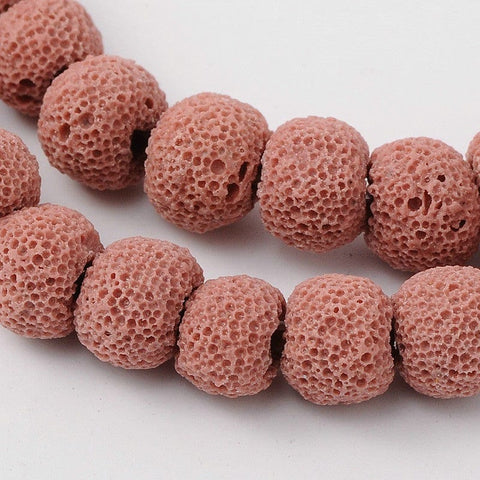 BeadsBalzar Beads & Crafts (LB8428-9) Natural Lava Rock Round Beads Strands, Dyed, Pink 10mm (1 STR)