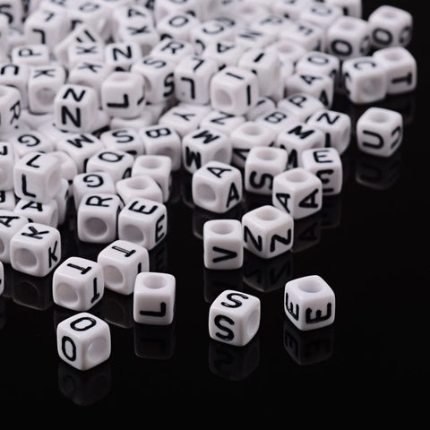 BeadsBalzar Beads & Crafts (LE4231X) Acrylic alphabet letters white cube (15 GMS / OR 20 PCS)