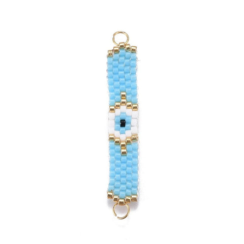 BeadsBalzar Beads & Crafts LT BLUE (MT8257-12) (MT8257-12) MIYUKI & TOHO Handmade Japanese Seed Beads Links, 39~40mm (1 PC)