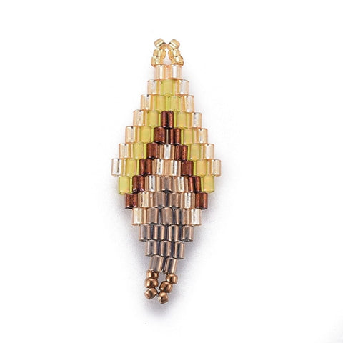 BeadsBalzar Beads & Crafts (ME8315-X) MIYUKI & TOHO Handmade Japanese Seed Beads Links, Loom Pattern, Rhombus, 32.5~33mm