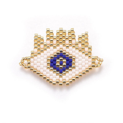 BeadsBalzar Beads & Crafts (ME8357-14) MIYUKI & TOHO Seed Beads Links, Eye, Royal Blue 34~35mm (1 PC)