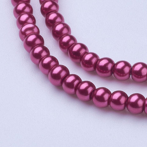 BeadsBalzar Beads & Crafts MEDIUM VIOLET (BE7814-B37) (BE7814-X) Glass Pearl Beads Strands, Pearlized, Round, 3mm