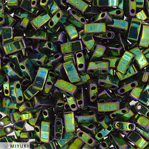 BeadsBalzar Beads & Crafts (MHT-0468) MIYUKI HALF TILA BEADS METALLIC GREEN IRIS