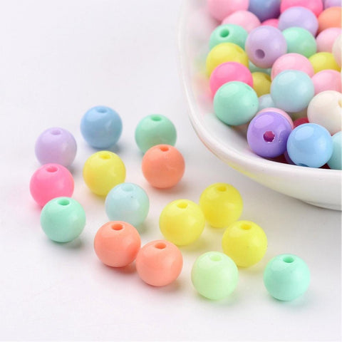 BeadsBalzar Beads & Crafts MIXED (AB7951-M) (AB7951-X) Solid Chunky Bubblegum Acrylic Ball Beads, Round, 8mm (50 GMS/ +-150PCS)