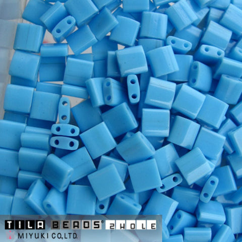 BeadsBalzar Beads & Crafts (MTL-0413) MIYUKI TILA BEADS OPAQUE TURQUOISE BLUE (7.1 GMS)