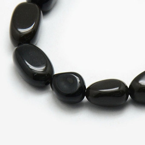 BeadsBalzar Beads & Crafts NAT. OBSIDIAN (BG4145-16) (BG4145-X) Natural Obsidian Nuggets  8-12mm (1 STR)