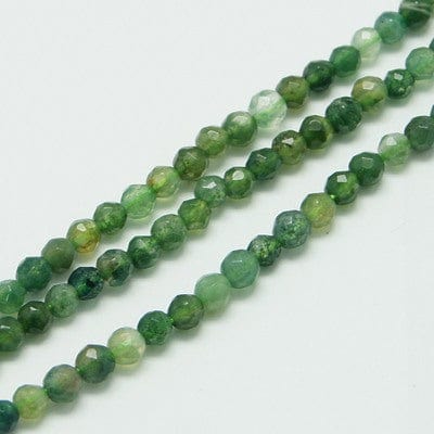 BeadsBalzar Beads & Crafts NATURAL MOSS AGATE (BG7176-32) (BG7176-29) Natural Agate Beads Strands, Faceted, Round 3mm (1 STR)